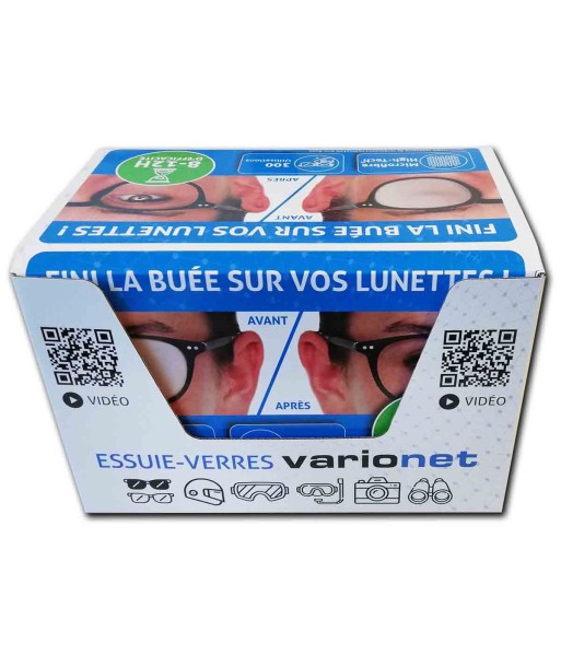 Boîte de 60 Essuie-verres anti-buée en microfibre High-tech VARIONET - 300 utilisations prix pour 