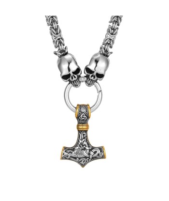 Collier Viking Mjolnir Et Crânes en stock